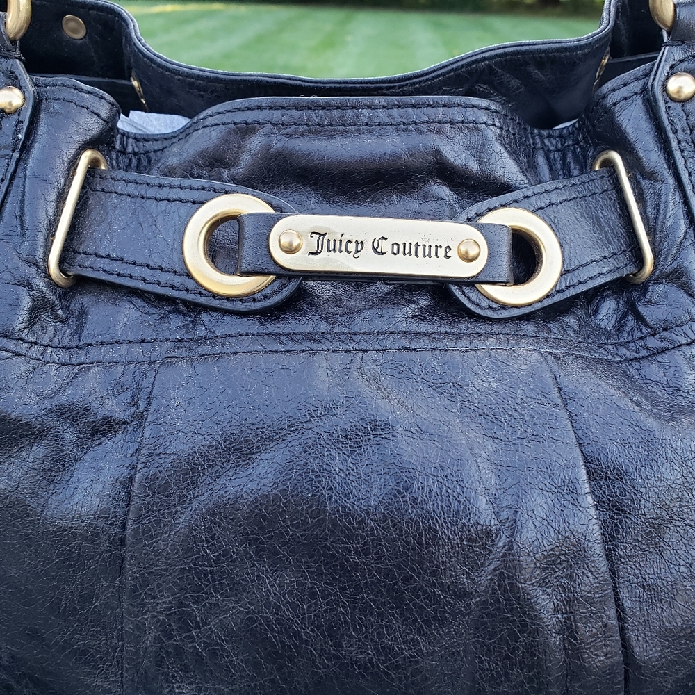 Juicy Couture Black Leather Handbag Gold Hardware Magnetic Closure - Picture 3 of 5